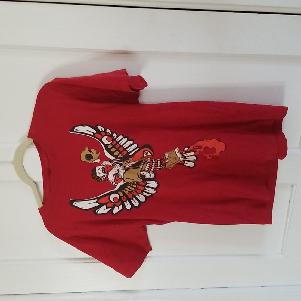 Turkish cotton Continental cowboy riding a tribal bird graphic Tee Ed & Flo M - Picture 9 of 9